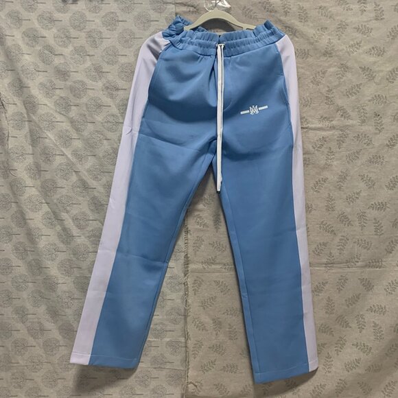 Amiri Elastic Drawstring Blue Casual Sports Straight Leg Pants